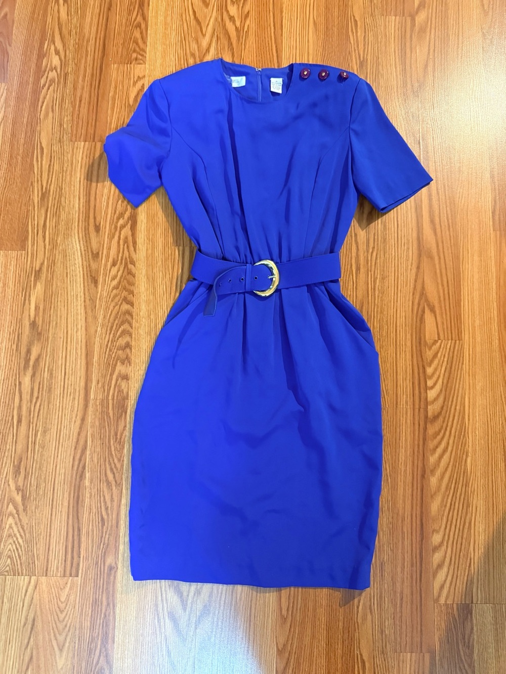 Classic Vintage  Belted Royal Blue Women’s Dress